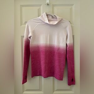 Ivivva by Lululemon Girls Mock Neck Sweater Long Sleeve Activewear white pink 14